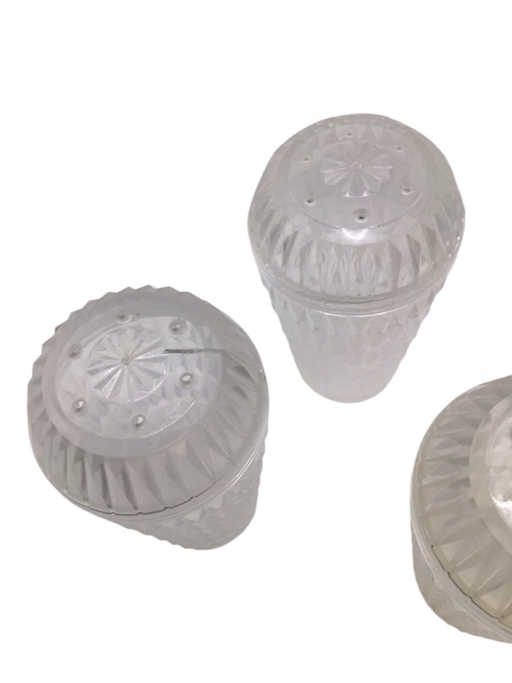 Vintage MCM Arrow Acrylic Salt Pepper Shakers Set Clear Diamond Retro 4 Pc. - Picture 5 of 13
